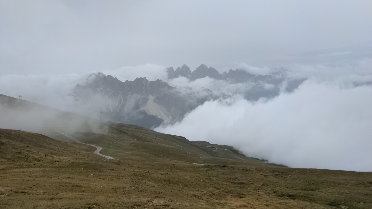 The Odles, surrounded by clouds