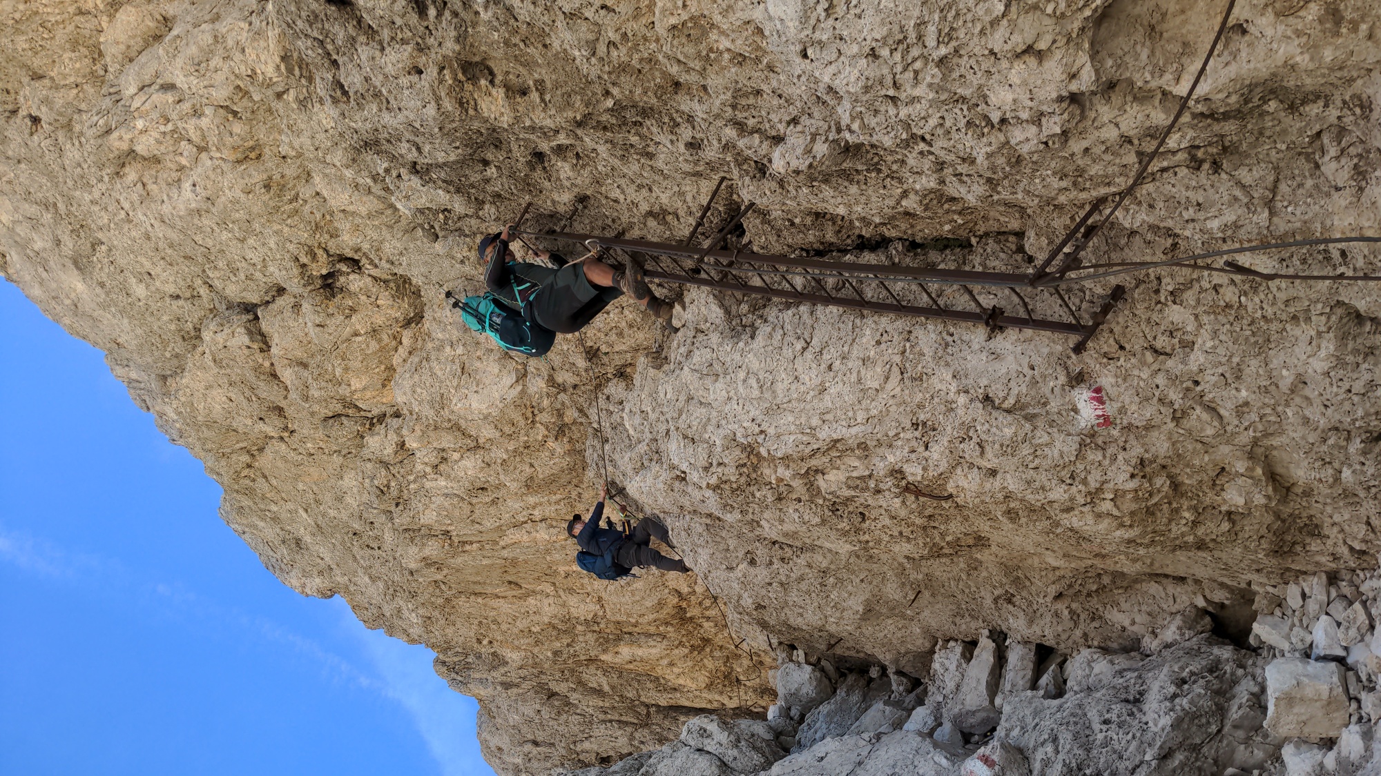 My dad climbing down from the Farangole pass
