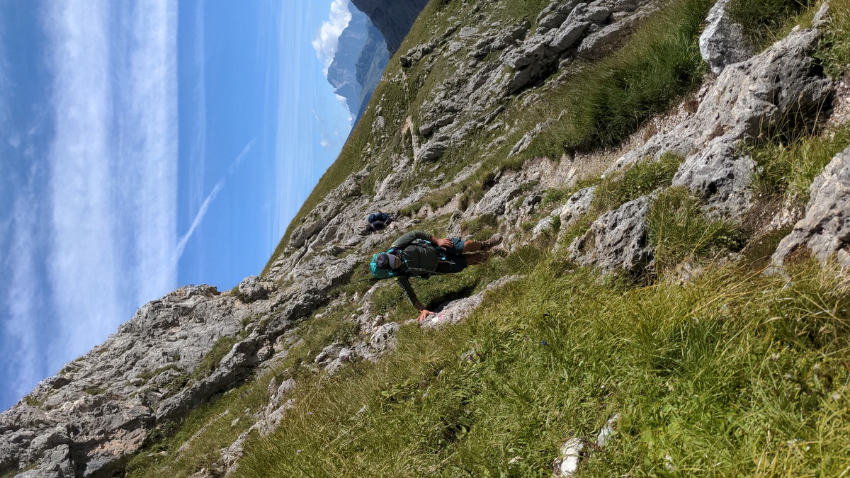 My dad walking on the Farangole trail