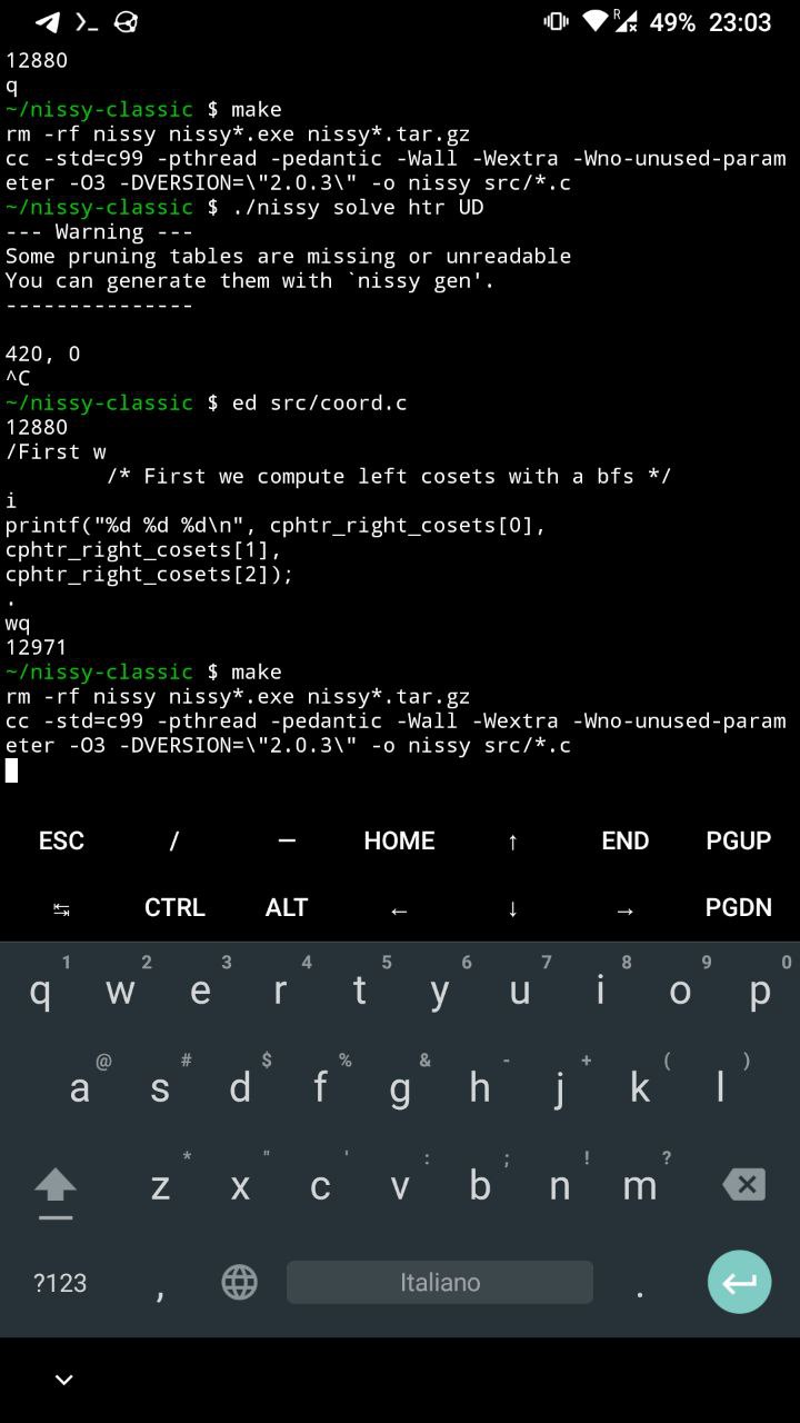 A screenshot of my phone running termux, debugging nissy